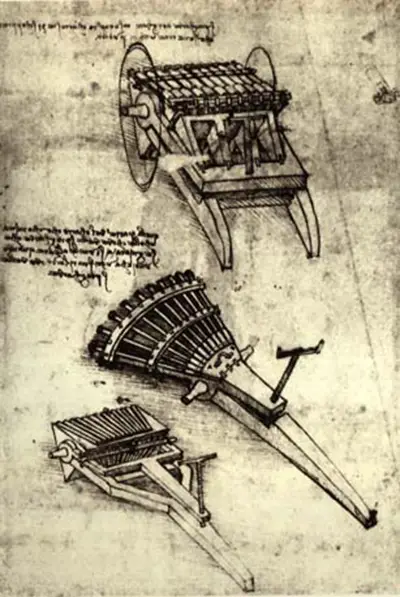 Ametralladora con treinta y tres bocas de fuego Leonardo da Vinci